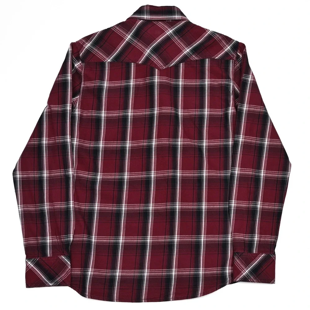 True Religion Shirt Mens Small Plaid L/S Pearl Snap Rancher Work Embroidered‎